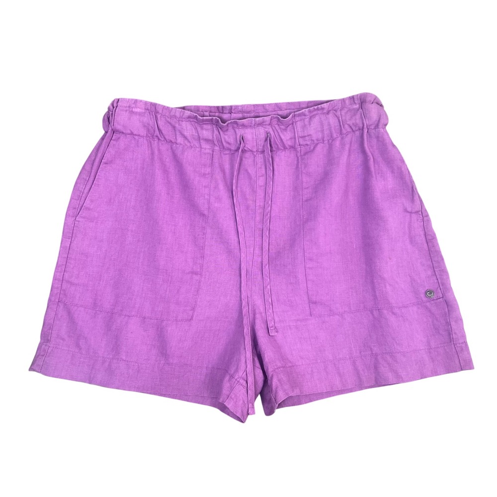 Old Khaki Womens Purple 100% Linen Drawstring Pockets Shorts Size 32 104160158
